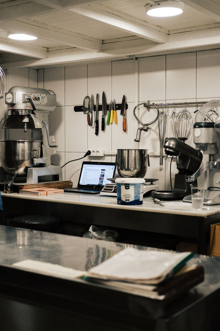 Stock stainless-steel commercial kitchen